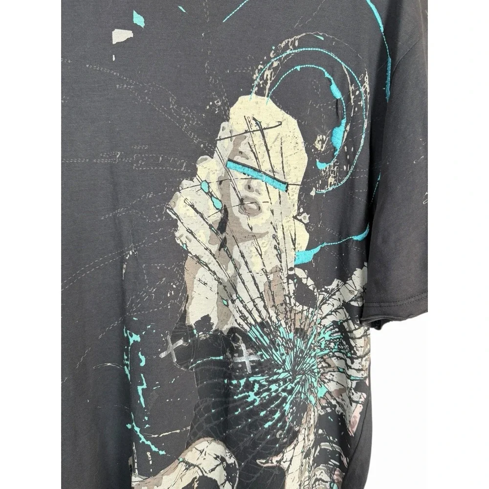 Monarchy Los Angeles Men's XL Graphic T-Shirt Black‎ Distressed Abstract Grunge - Picture 4 of 9